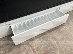 Black White Curved Mobile Phone Store Counter