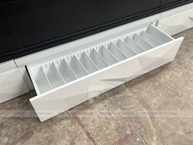 Black White Curved Mobile Phone Store Counter