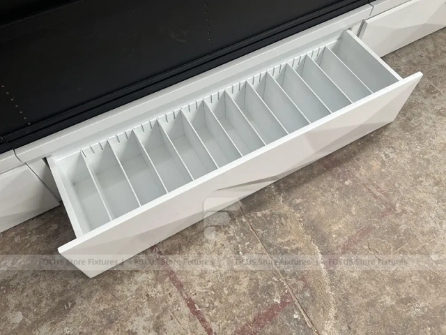 Black White Curved Mobile Phone Store Counter