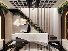 Black White Marble Phone Reception Counter