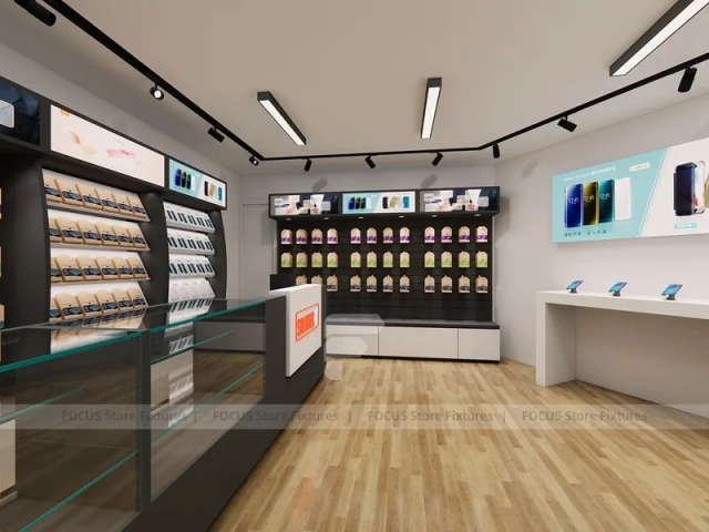 Black White Mobile Accessories Boutique Interior