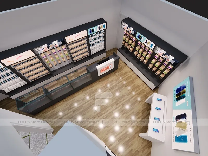 Black White Mobile Accessories Boutique Interior