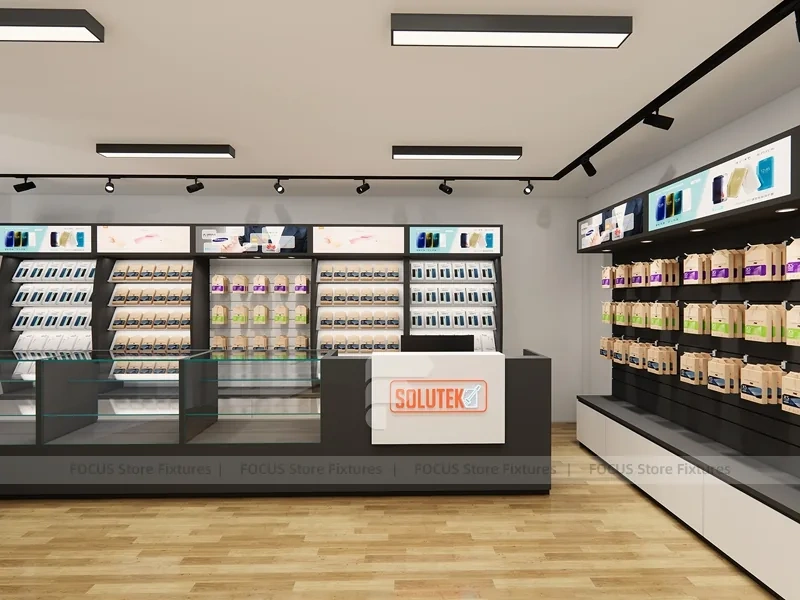 Black White Mobile Accessories Boutique Interior