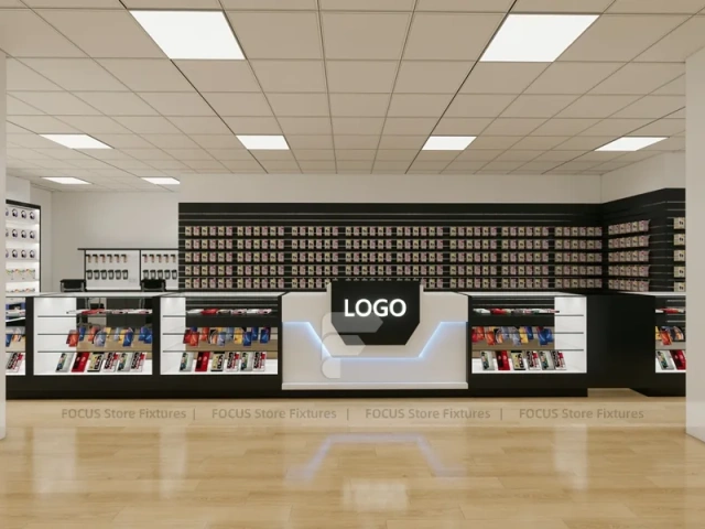 Black White Mobile Accessories Wall Shop