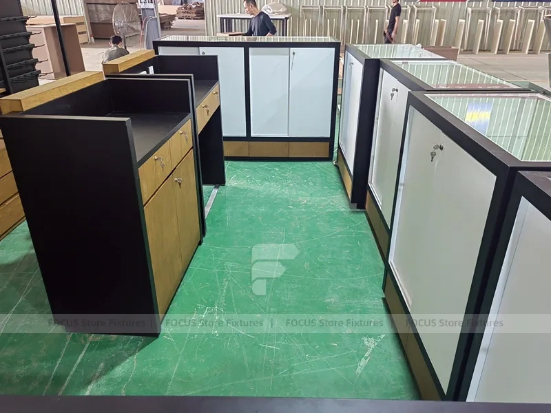 Black White Mobile Kiosk Counter Set