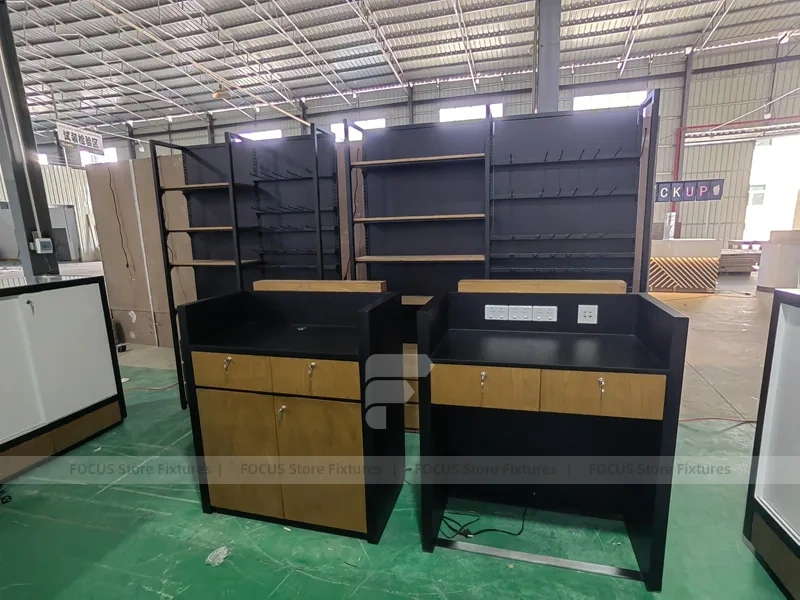 Black White Mobile Kiosk Counter Set
