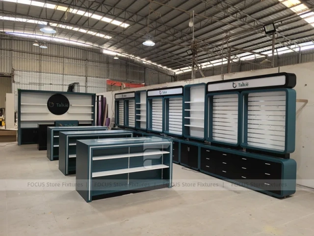 Black White Mobile Phone Store Fixture Set