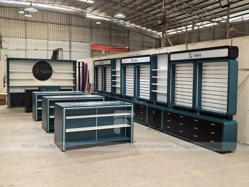 Black White Mobile Phone Store Fixture Set