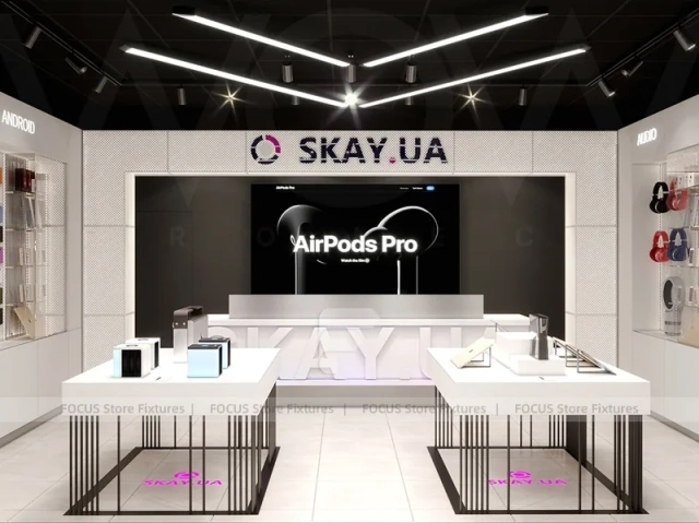Black White Sky UA AirPods Store Interior