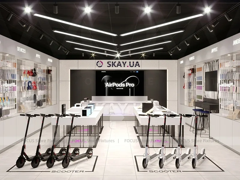 Black White Sky UA AirPods Store Interior