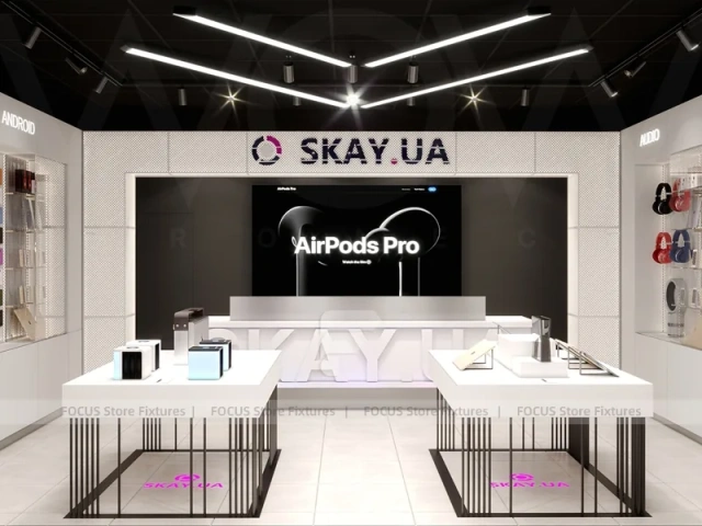 Black White Sky UA AirPods Store Interior