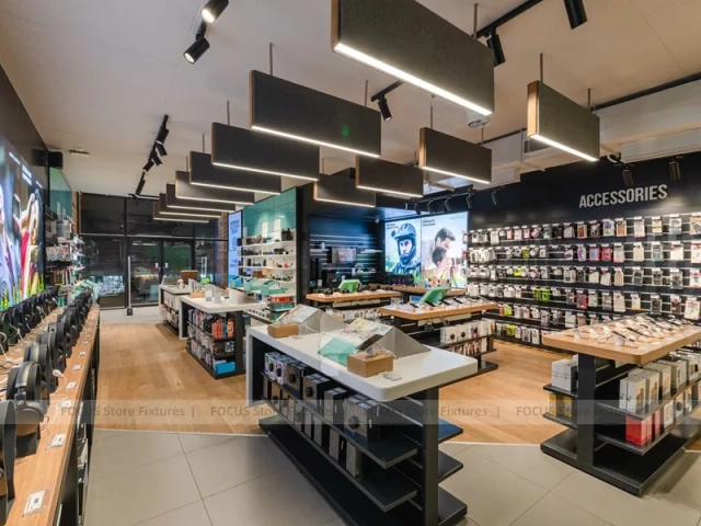 Black Wood Mobile Accessories Shop Interior