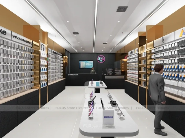 Black Wood Mobile Accessories Store Interior