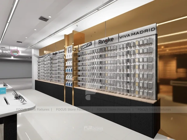 Black Wood Mobile Accessories Store Interior