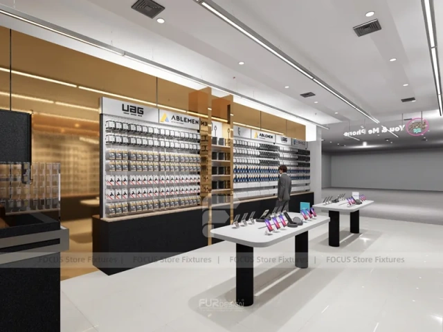 Black Wood Mobile Accessories Store Interior