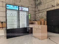 Black Wood Phone Slatwall Counter Fixture