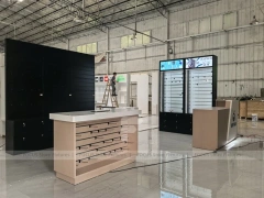Black Wood Phone Slatwall Counter Fixture