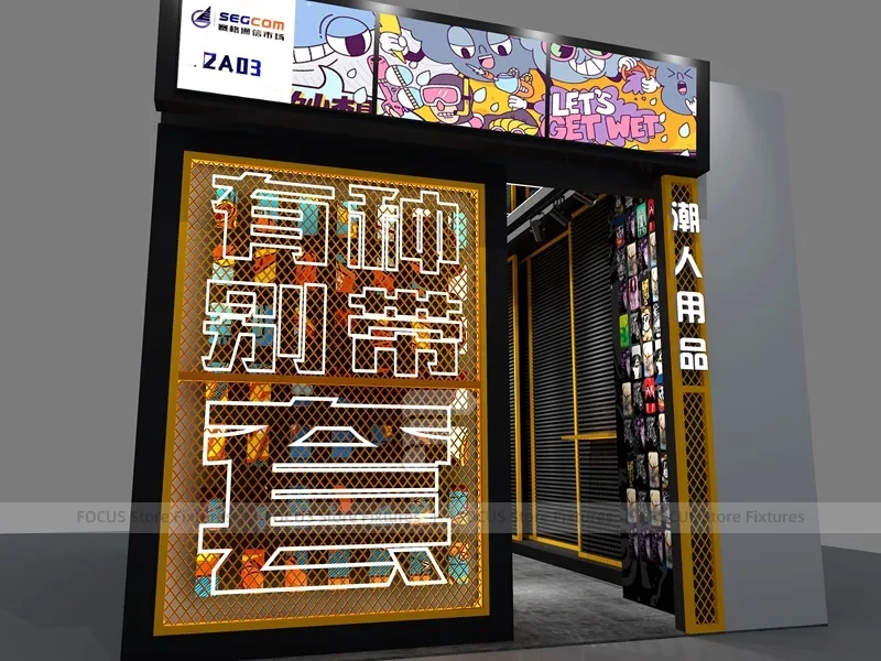 Black Yellow Mobile Accessories Store Interior