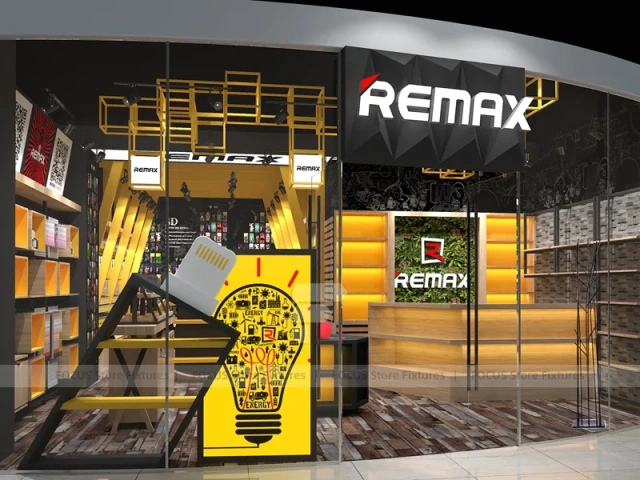 Black Yellow Mobile Accessories Store Interior
