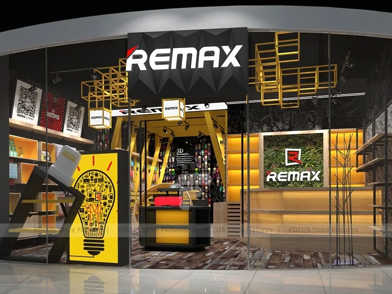 Black Yellow Mobile Accessories Store Interior