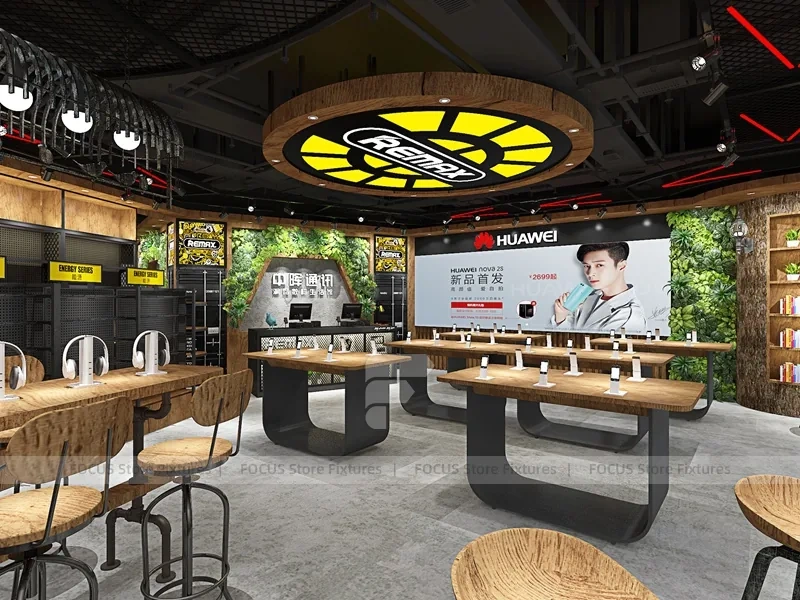 Black Yellow Mobile Accessories Store Interior