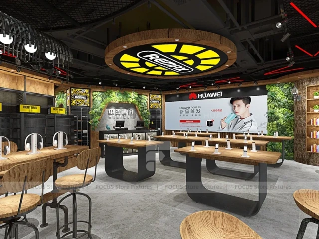 Black Yellow Mobile Accessories Store Interior