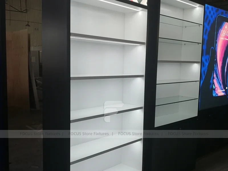 Blue Black Mobile Phone Store Counter Layout