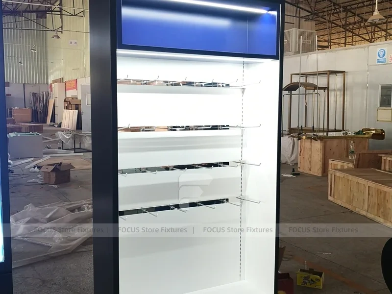 Blue Black Mobile Phone Store Counter Layout