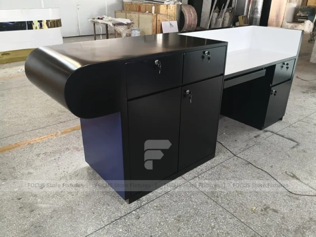 Blue Black Mobile Phone Store Counter Layout