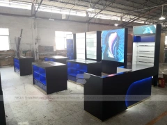 Blue Black Mobile Phone Store Counter Layout