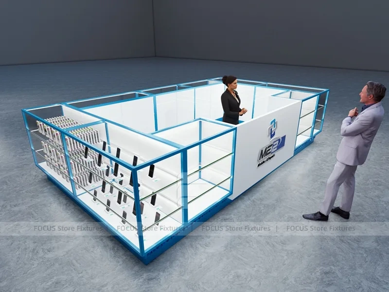 Blue Glass Mobile Phone Mall Kiosk