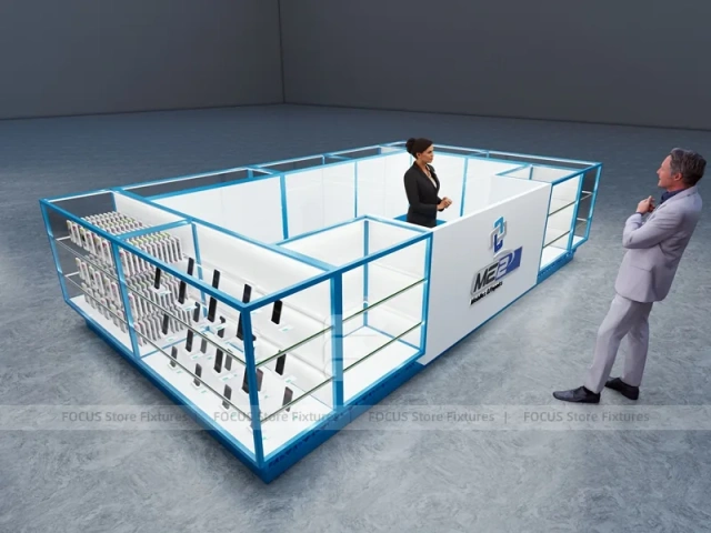 Blue Glass Mobile Phone Mall Kiosk