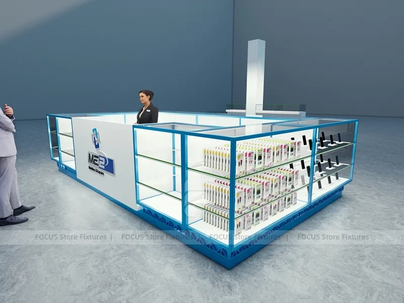 Blue Glass Mobile Phone Mall Kiosk