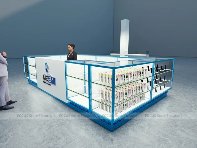 Blue Glass Mobile Phone Mall Kiosk