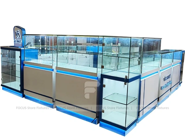 Blue Glass Mobile Phone Mall Kiosk Counter