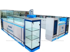 Blue Glass Mobile Phone Mall Kiosk Counter