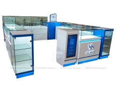 Blue Glass Mobile Phone Mall Kiosk Counter