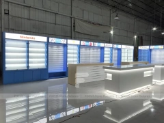 Blue Gray Mobile Phone Wall Display Cabinet