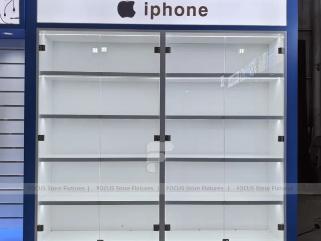 Blue Gray Mobile Phone Wall Display Cabinet