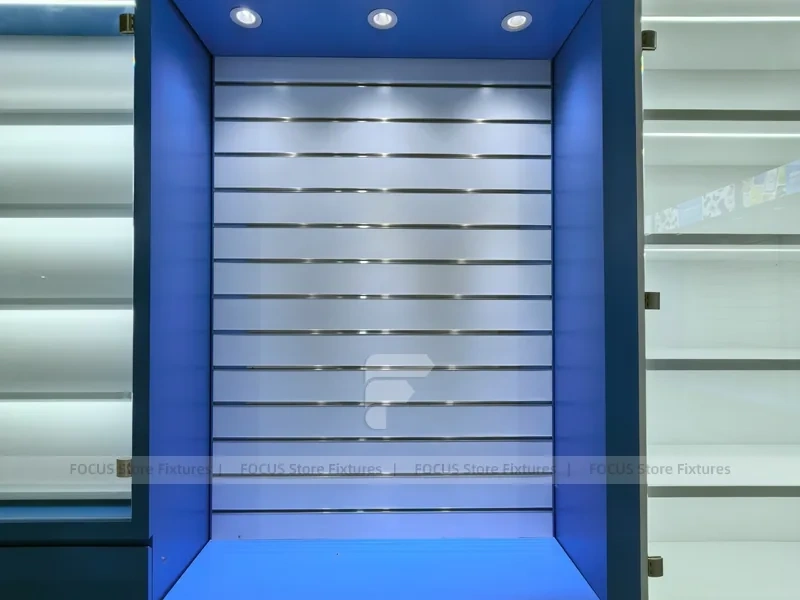 Blue Gray Mobile Phone Wall Display Cabinet