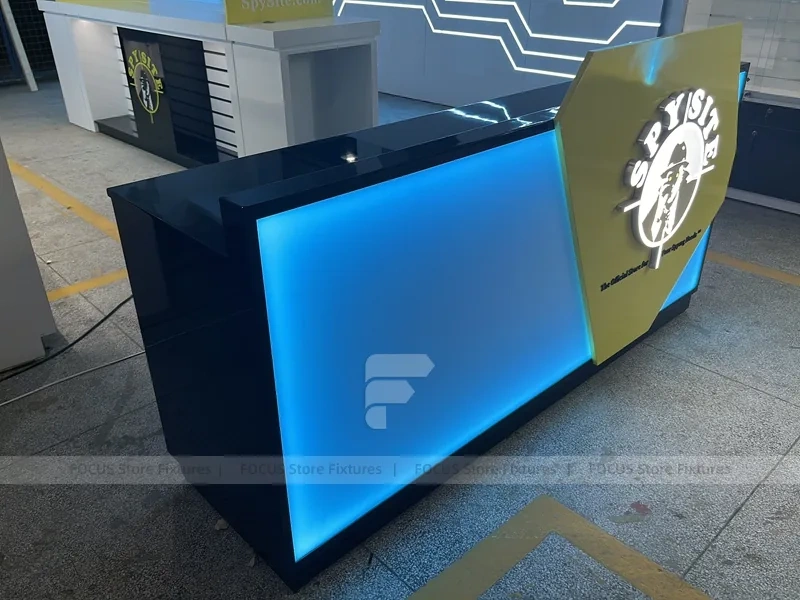 Blue Green Logo Mobile Phone Kiosk Counter