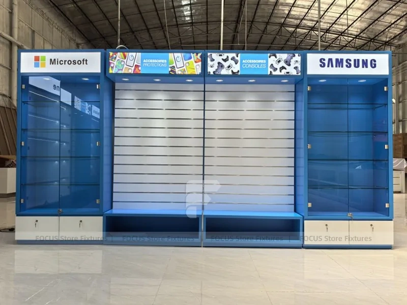 Blue Iphone Mobile Accessories Wall Display