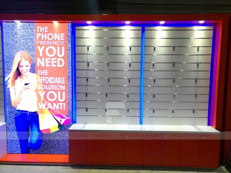 Blue Red Illuminated Phone Slatwall Display