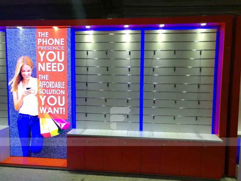Blue Red Illuminated Phone Slatwall Display