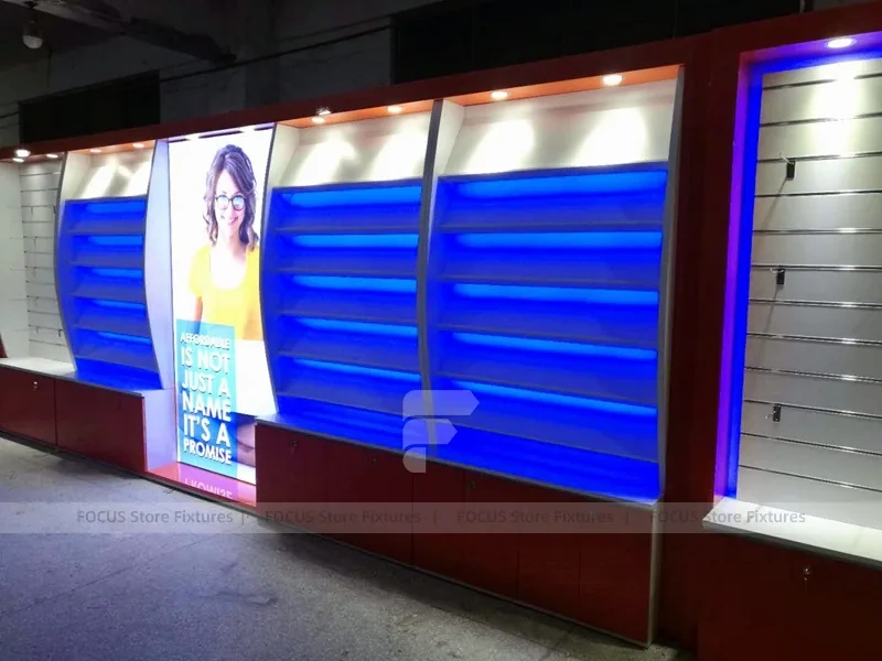 Blue Red Illuminated Phone Slatwall Display