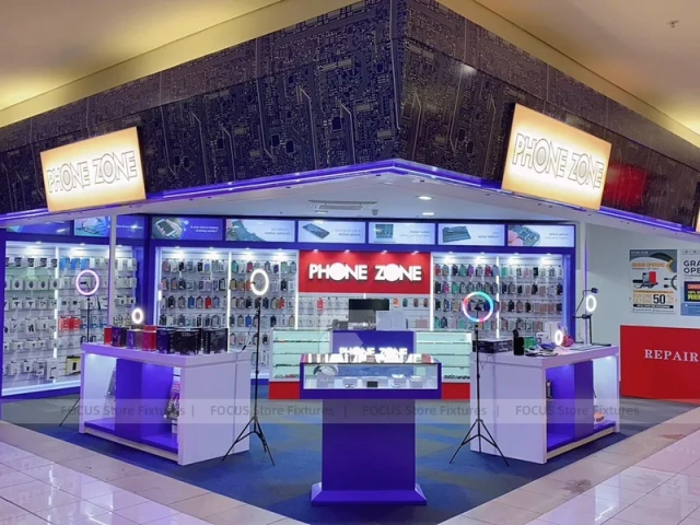 Blue Red Phone Zone Mobile Shop Fixture