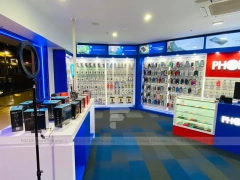 Blue Red Phone Zone Mobile Shop Fixture