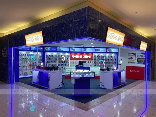 Blue Red Phone Zone Mobile Shop Fixture