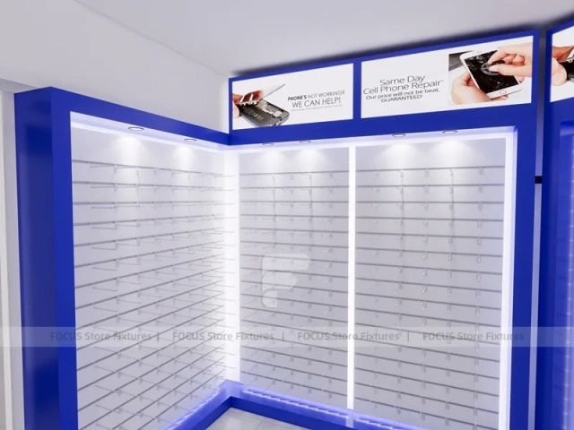 Blue Red Phone Zone Slatwall Store Display