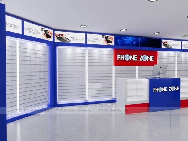 Blue Red Phone Zone Slatwall Store Display